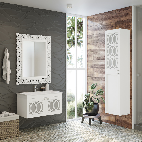 Шкаф-пенал подвесной Misty Тондо 40 см белый, левый П-Тон05040-011Л (детальная фотография), 40 см