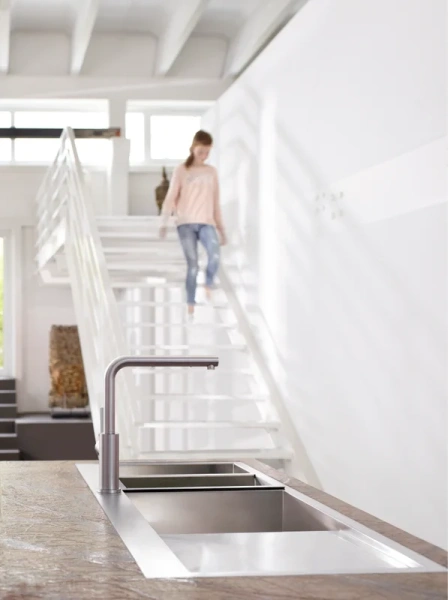 Смеситель для кухни Blanco Lanora нержавеющая сталь 523122 (детальная фотография), современные, hi-tech