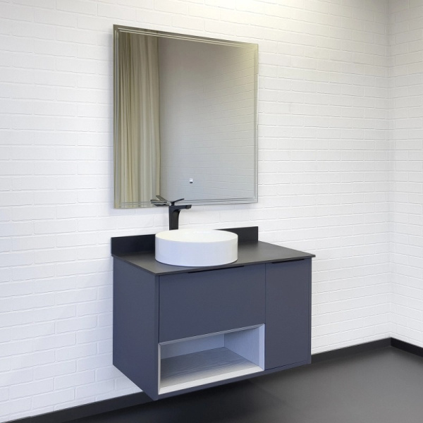 Тумба с раковиной подвесная Comforty Джанкой 90 см серая матовая 00-00017878CF (детальная фотография), в наличии