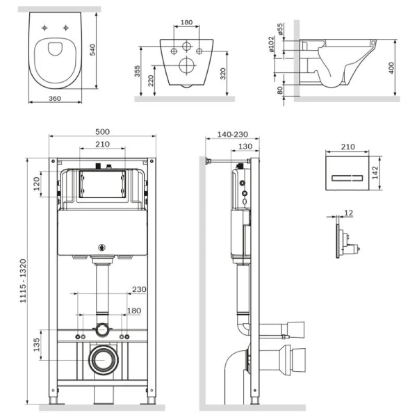Унитаз с инсталляцией Am.Pm Inspire с сиденьем микролифт IS450A38.501700 (детальная фотография), с инсталляцией
