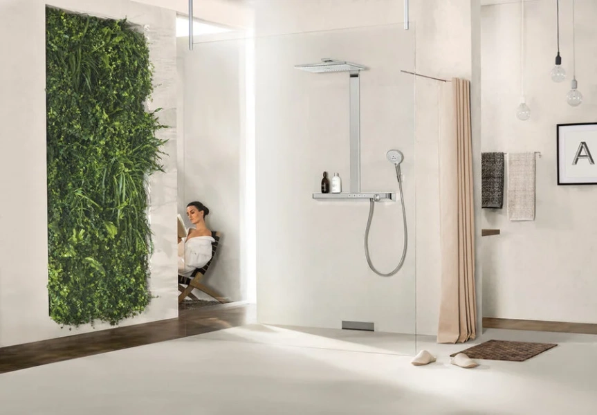 Душевая стойка Hansgrohe Rainmaker Select с термостатом 27106400 (детальная фотография), с термостатом
