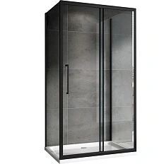 Душевой уголок Abber Schwarzer Diamant 100x100 см профиль черный, стекло прозрачное