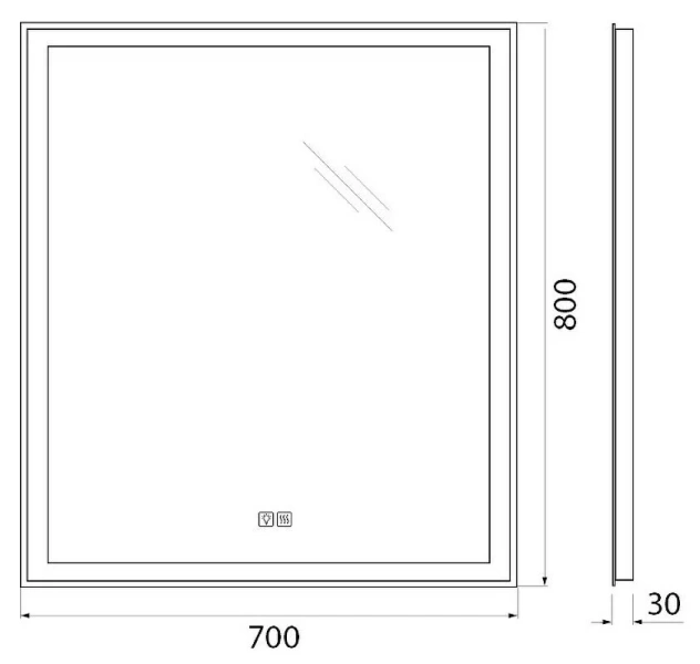 Зеркало с подсветкой BelBagno 70 см с подогревом SPC-GRT-700-800-LED-TCH-WARM (детальная фотография), в наличии