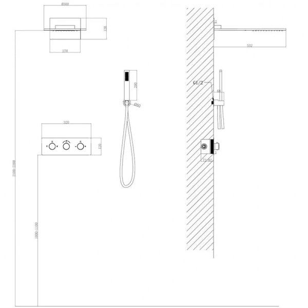 Душевой комплект Abber Wasser Kreis никель AF8151NG (детальная фотография), комплекты