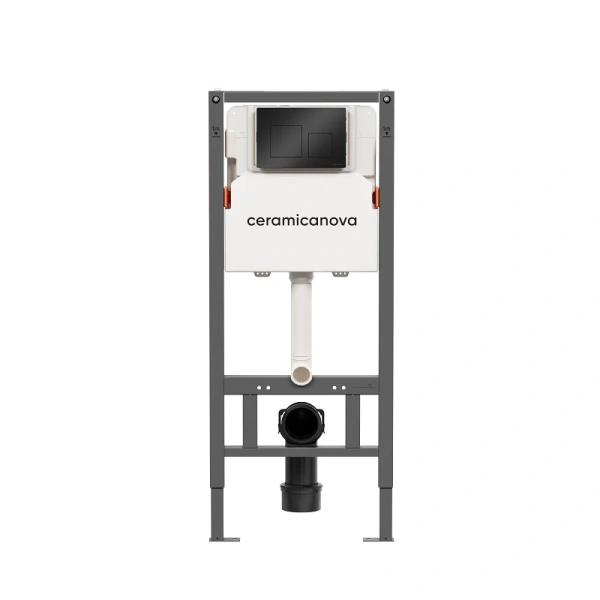 Инсталляция для унитаза Ceramica Nova Balance с черной клавишей CN121002MB (детальная фотография), с кнопкой