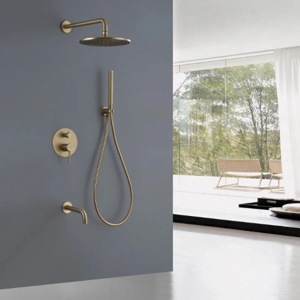Душевой комплект Abber Wasser Kreis золото матовое AF8117G (детальная фотография), золотые