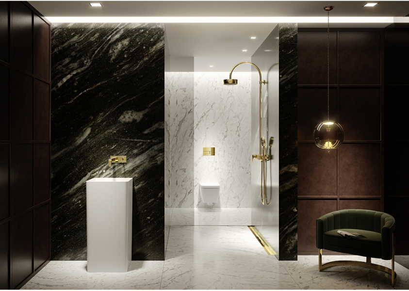 Душевой лоток Tece TECEdrainprofile 90 см золото глянцевое 670912 (детальная фотография), для монтажа в пол