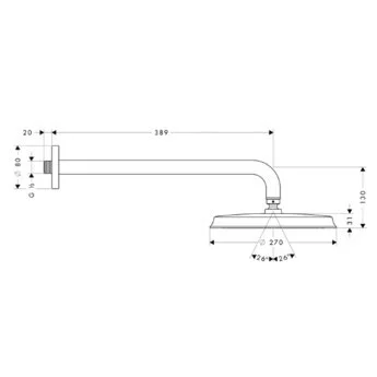 Верхний душ Hansgrohe Raindance Classic 27424 с держателем (детальная фотография), верхние души