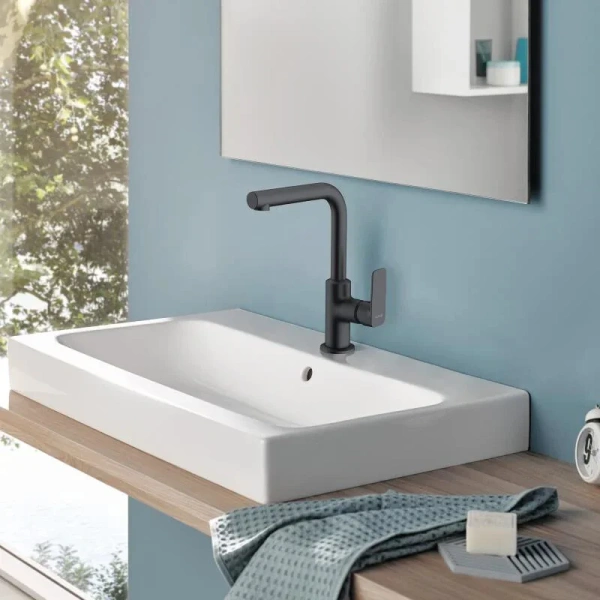 Смеситель для раковины Kludi Pure&Style черный матовый 400243975 (детальная фотография), современные, hi-tech