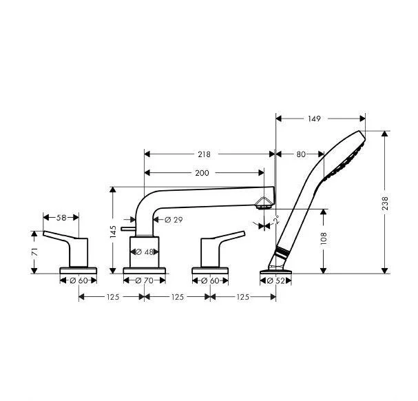 Смеситель для ванны Hansgrohe Talis S хром 72419000 (детальная фотография), для ванны