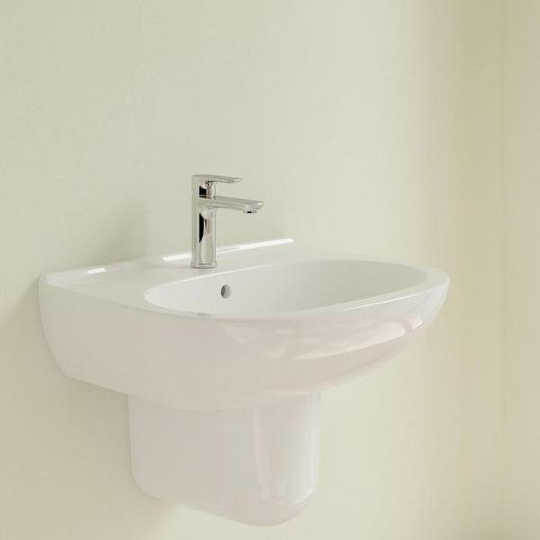 Раковина Villeroy & Boch O.novo 65 см с одним отверстием 51606501 (детальная фотография), круглой формы, тюльпан