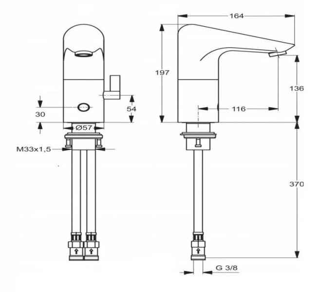 Смеситель для раковины Ideal Standard Ceraplus сенсорный A4152AA (детальная фотография), для раковины