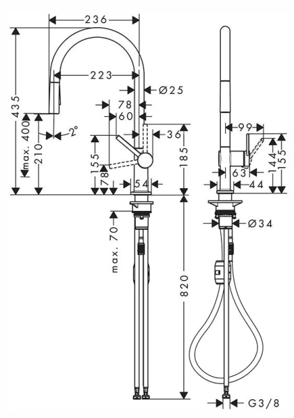 Смеситель для кухни Hansgrohe Talis M54 сталь 72800800 (детальная фотография), для кухни