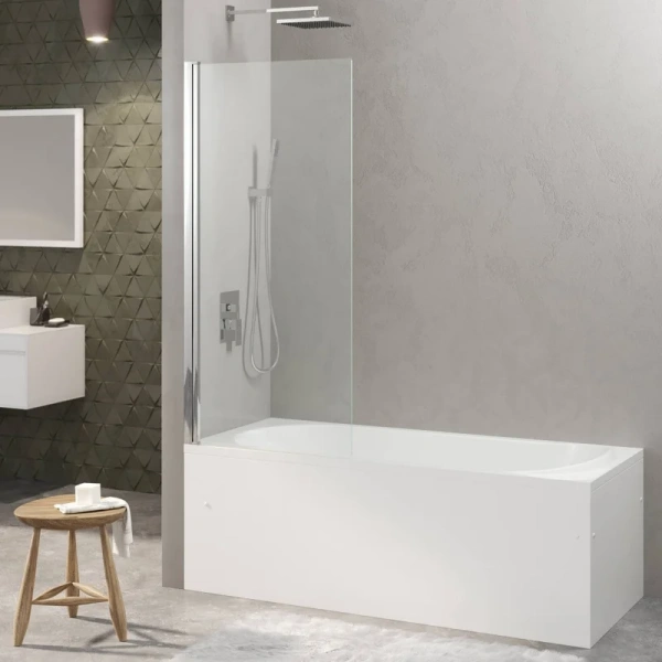 Шторка для ванны Berges River S 90х145 см прозрачное стекло, профиль хром 065012 (детальная фотография), недорогие