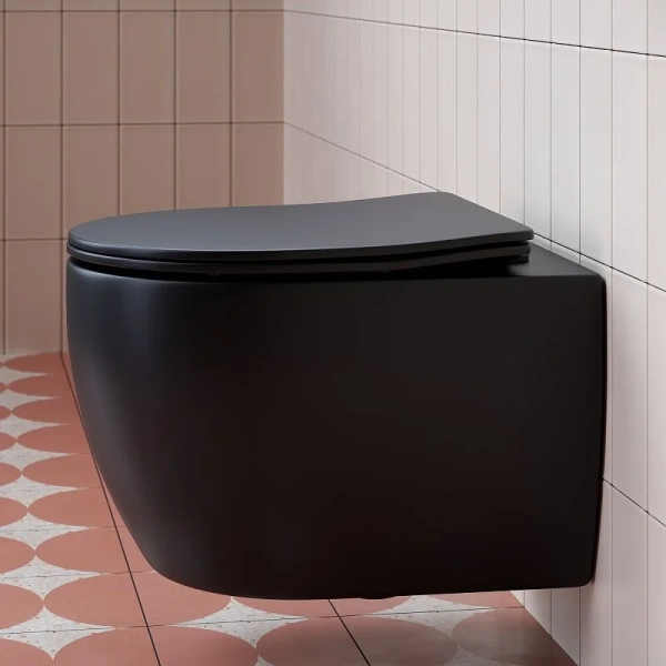 Унитаз подвесной Ceramica Nova Play черный матовый CN3001MB (детальная фотография), без бачка, со скрытым бачком