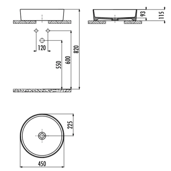 Раковина Creavit Loop 45 см черная LP145-00SM00E-0000 (детальная фотография), современные, hi-tech