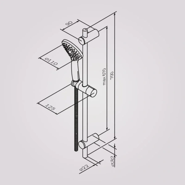 Душевой гарнитур Am.Pm Gem 3 режима струи F0190100 (детальная фотография), душевые гарнитуры