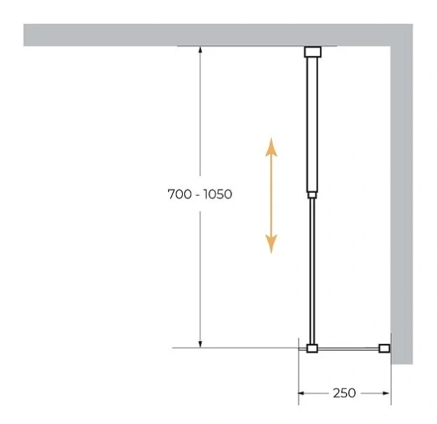 Душевая перегородка Cezares Liberta 25 см профиль черный LIBERTA-L-1-25-GR-NERO (детальная фотография), современные, hi-tech
