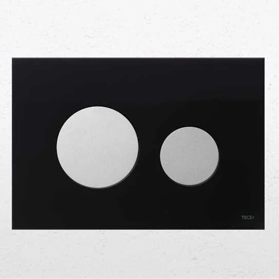 Клавиша смыва Tece TECEloop черное стекло, кнопки хром матовый 9240655 (детальная фотография)