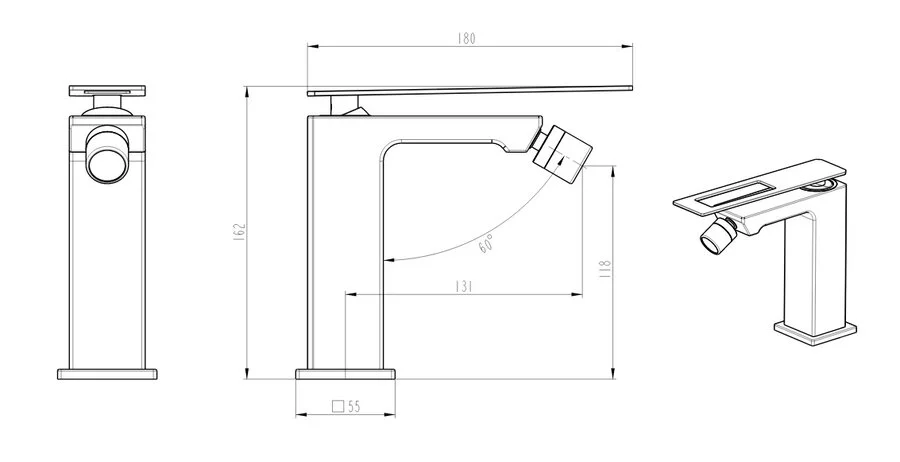 Смеситель для биде Boheme Q золото/хром 146-GCR (детальная фотография), для биде