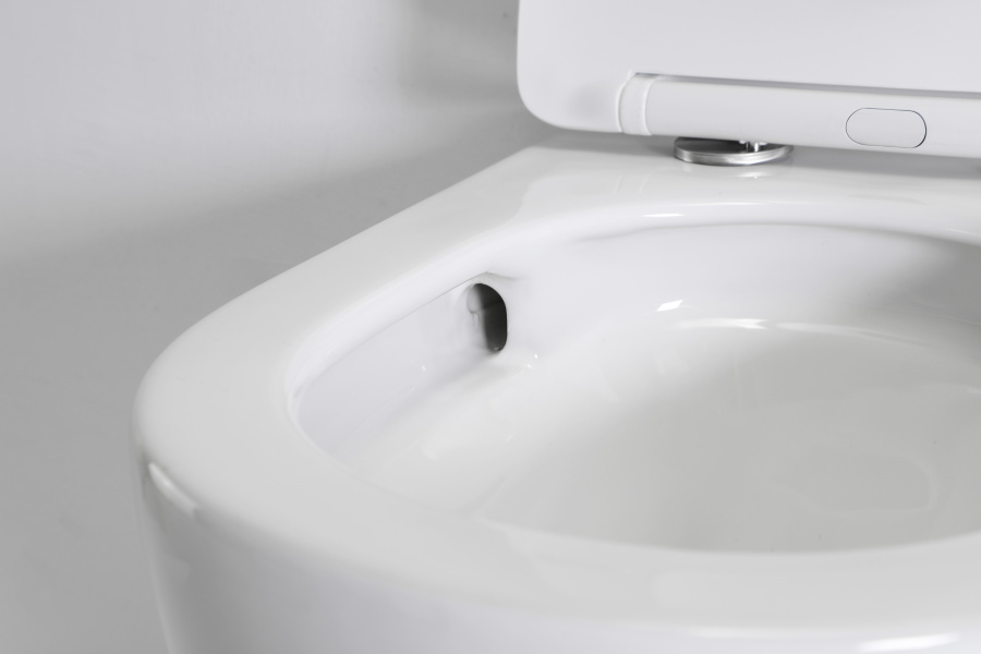 Унитаз подвесной Tece TECEspring R безободковый 9700998 (детальная фотография), безободковые, сиденье с микролифтом 