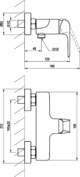 Смеситель для душа Ravak Flat FL 032.00/150 X070121 (детальная фотография), современные, hi-tech