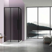 Душевой уголок Vincea Slim-N 100х80 см профиль черный стекло тонированное