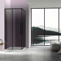 Душевой уголок Vincea Slim-N 100х80 см профиль черный стекло тонированное