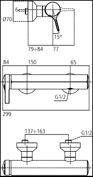 Смеситель для душа Ideal Standard Melange однорычажный A4269AA (детальная фотография), для душа