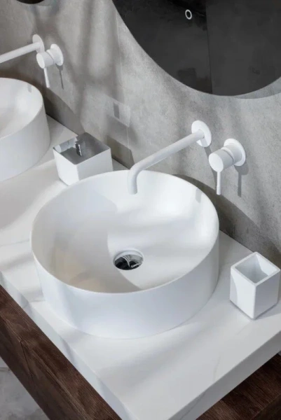 Раковина Boheme Corian 40 см белая 819-MW (детальная фотография), накладные (на столешницу)