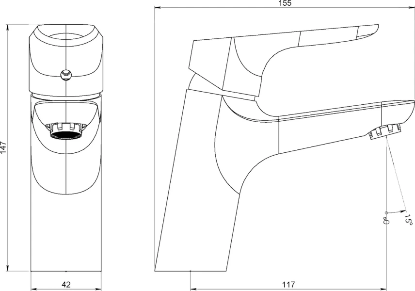 Смеситель для раковины Damixa Origin Bit черный 770210300 (детальная фотография), на раковину