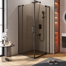 Душевой уголок Cezares Slider 90х100 см стекло бронзовое профиль черный