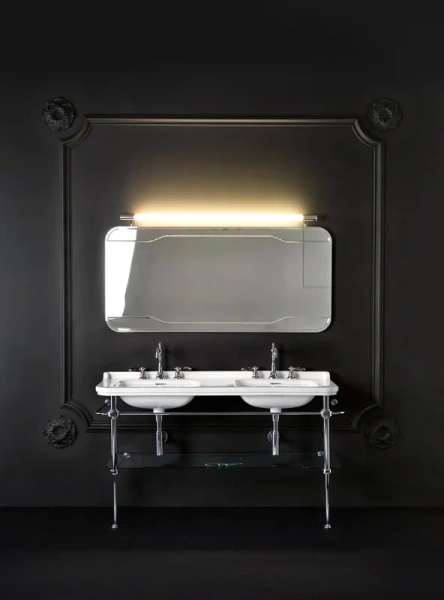 Раковина Kerasan Waldorf 150 см c 1 отверстием под смеситель 4143K1bi/cr*1 (детальная фотография), белые