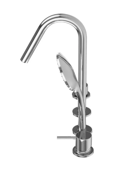 Смеситель для ванны Cezares Leaf хром LEAF-BVDM4-L-01 (детальная фотография), из латуни, округлая форма, с душевой лейкой