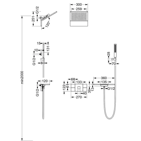 Душевой комплект Vincea Futura хром VSFW-2F11TCH (детальная фотография), душевые комплекты, наборы