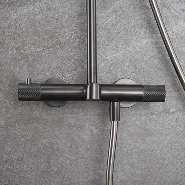 Душевая стойка Vincea Desire вороненая сталь VSFS-1D1TGM (детальная фотография), с тропическим душем
