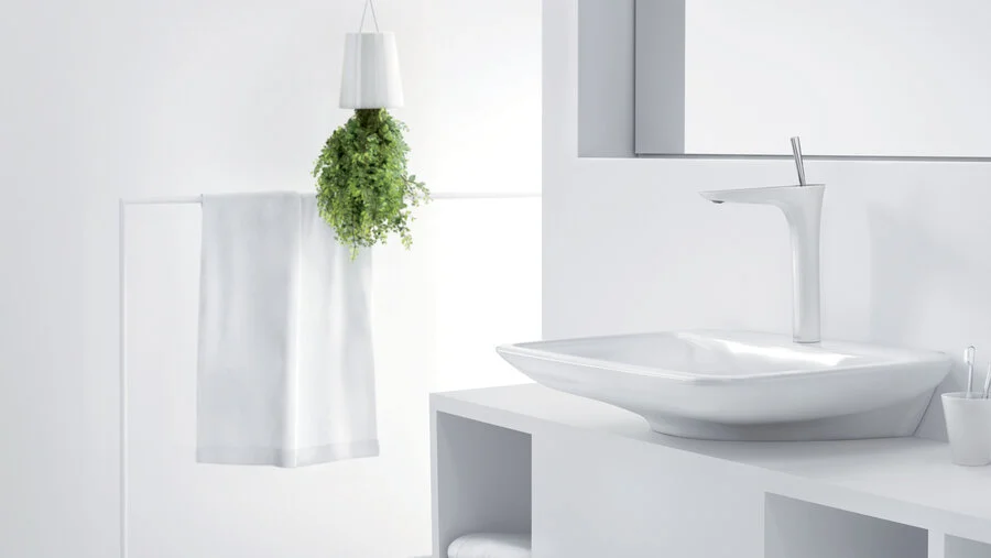 Смеситель для раковины Hansgrohe PuraVida однорычажный 15081000 хром (детальная фотография), однорычажные, двухрычажные