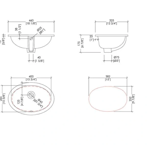 Раковина Devon & Devon White 46 см встраиваемая, белая RALILY460 (детальная фотография), современные, hi-tech