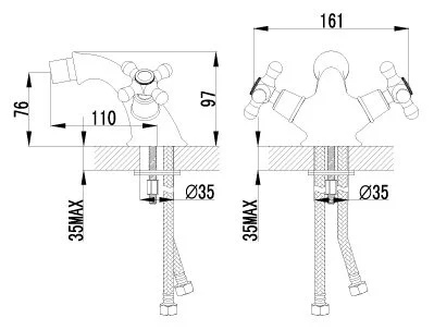 Смеситель для биде Lemark Vintage LM2808B (детальная фотография), для биде