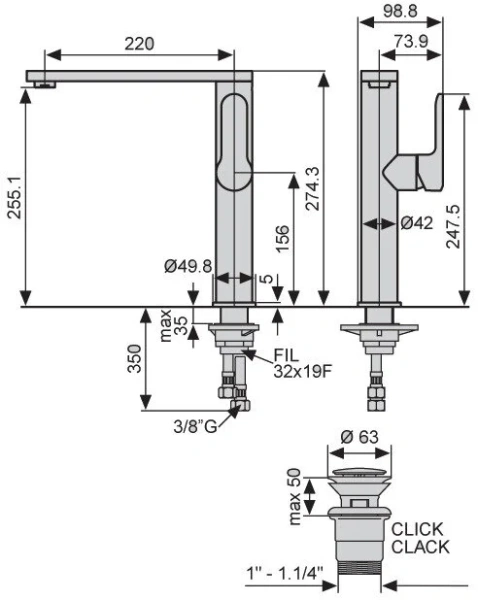 Смеситель для раковины Emmevi Nefer CR77006 77006CR (детальная фотография), для раковины