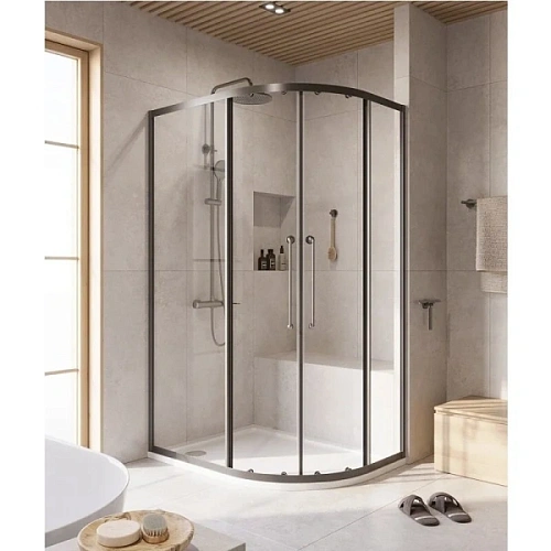 Душевой уголок Cezares Relax 120x90 см профиль оружейная сталь стекло прозрачное - фото 2
