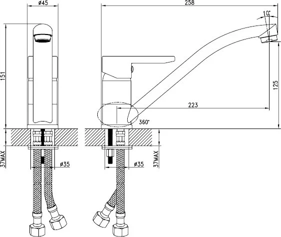 Смеситель для кухни IDDIS Sena с поворотным изливом SENSB00i05 (детальная фотография), для кухни