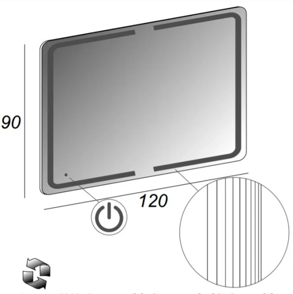 Зеркало с подсветкой Cezares 120 см с сенсорным выключателем Touch System 40312 (детальная фотография), нет в наличии
