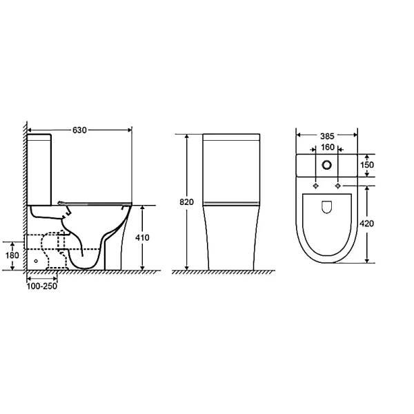 Унитаз компакт Azario Anteo Round белый AZ-1219A (детальная фотография), белые index_1