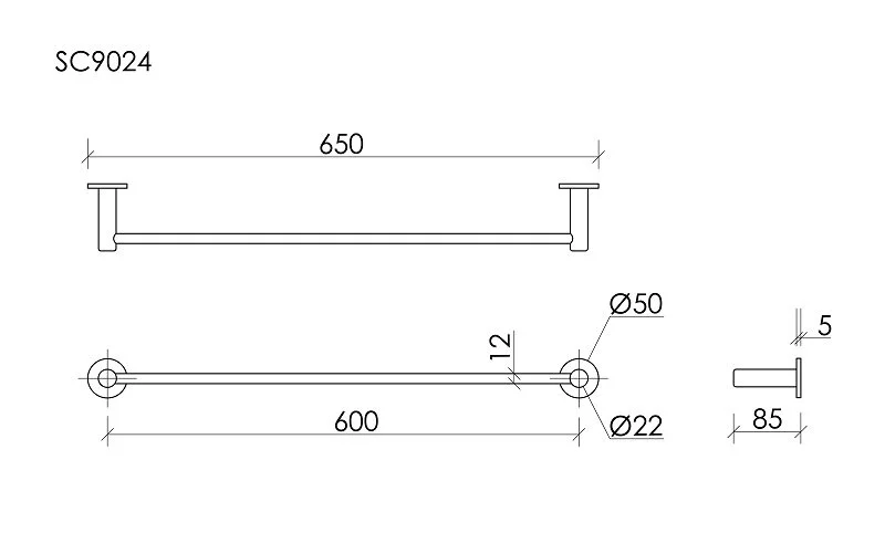 Полотенцедержатель Sancos Base хром SC9024CH (детальная фотография), современные, hi-tech