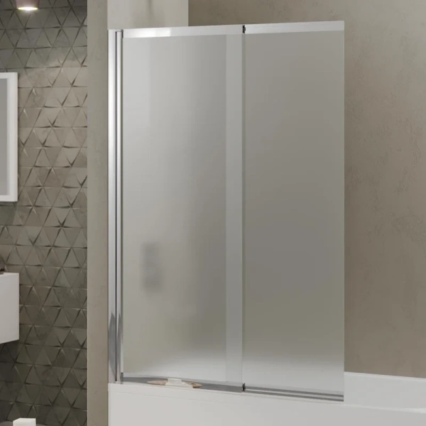 Шторка для ванны Berges River S Slider 98х145 см матовое стекло, профиль хром 065021 (детальная фотография)