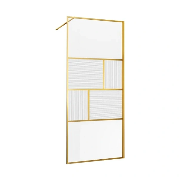 Душевая перегородка Vincea Walk-In 80 см профиль брашированное золото VSW-1HC800CFBG (детальная фотография)