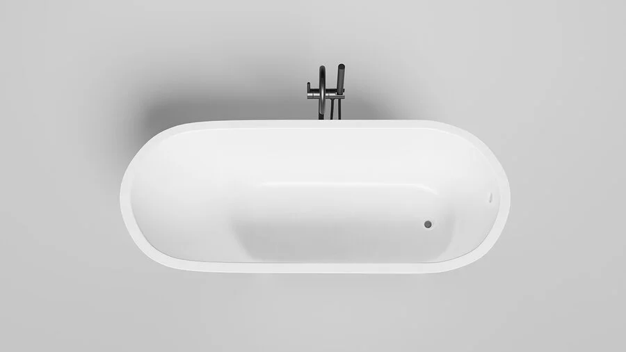 Ванна из искусственного камня Salini Ornella 160х70 см белая глянцевая 102316G (детальная фотография), приставные, встраиваемые