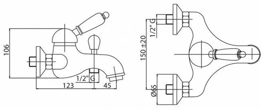 Смеситель для ванны Cezares Elite бронза ручки металл ELITE-VDPM-02-M (детальная фотография), для ванны