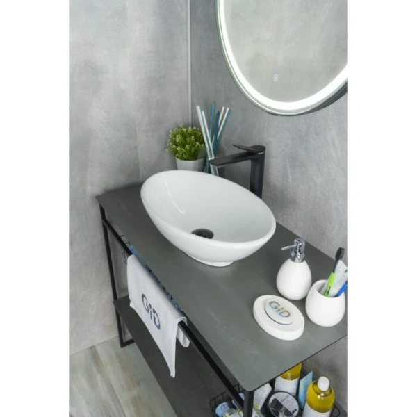 Раковина GID Lago N9021 52 см накладная белая 51109 (детальная фотография), белые